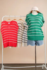 VERY J Striped Knit Sweater Vest Top - Trendsi - Flyclothing LLC