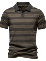Men's Contrast Striped Short Sleeve Polo - Trendsi - Flyclothing LLC
