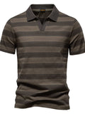 Men's Contrast Striped Short Sleeve Polo - Trendsi - Flyclothing LLC