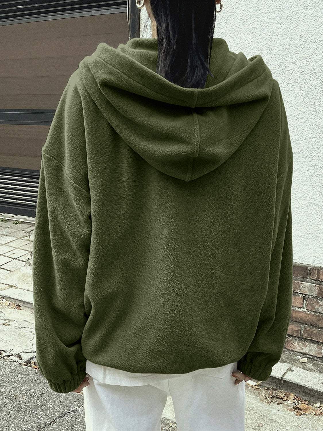 Mountain Quarter Zip Long Sleeve Hoodie - Trendsi - Flyclothing LLC