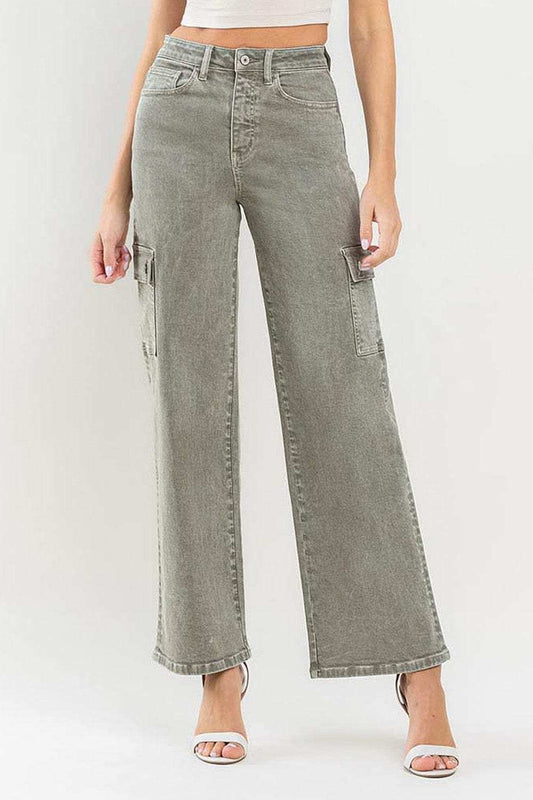 Vervet by Flying Monkey 90's Super High Rise Cargo Jeans - Trendsi - Flyclothing LLC