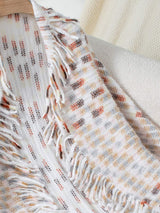 Fringe Open Front Half Sleeve Poncho - Trendsi - Flyclothing LLC