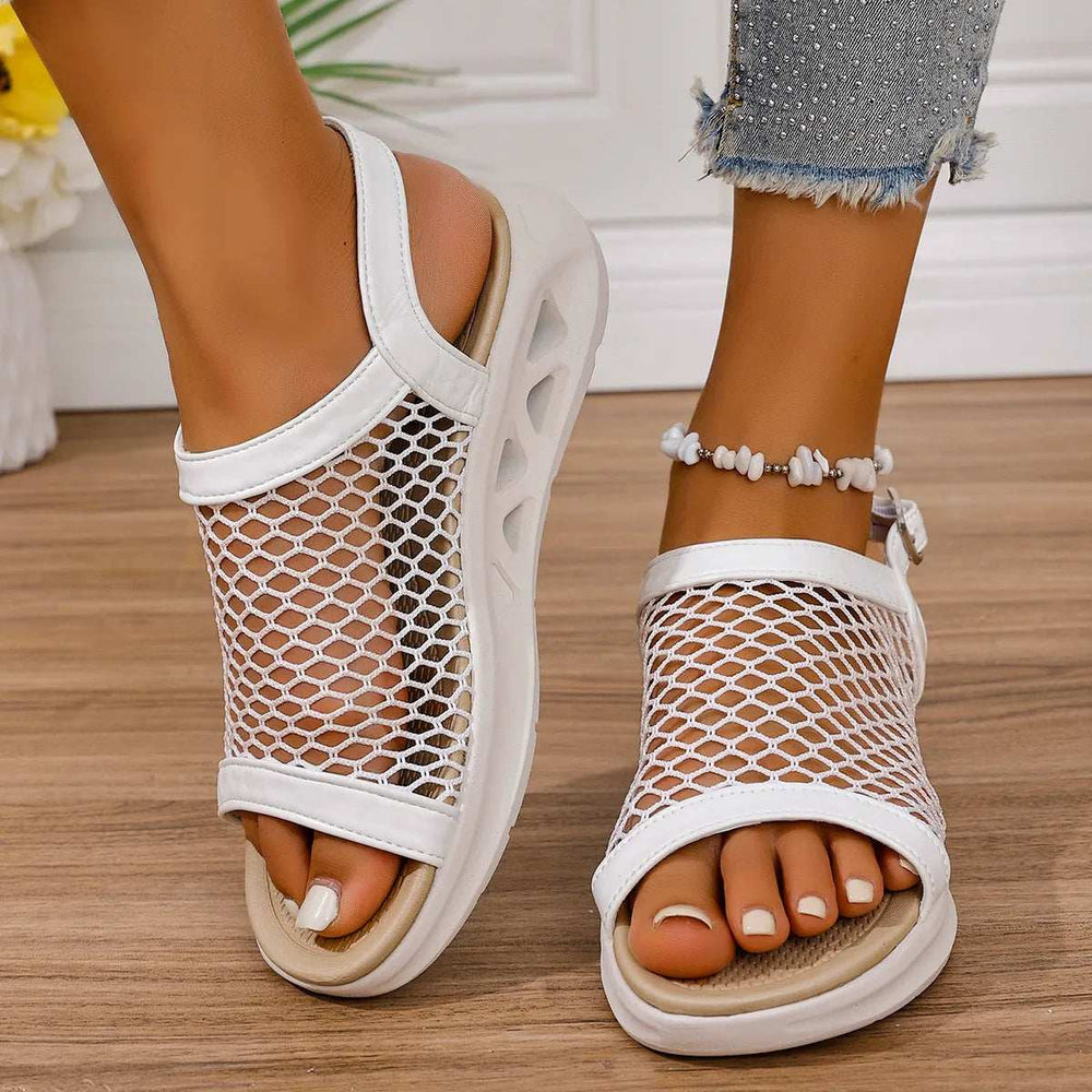 Woven Mesh Comfort Platform Sandals - Trendsi - Flyclothing LLC