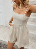 Smocked Back Spaghetti Strap Romper - Trendsi