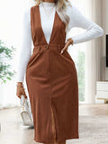 Perfee Slit Overall Dress with Pockets - Trendsi - Flyclothing LLC