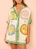 Printed Button Up Shirt and Shorts Set - Trendsi