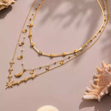18K Gold-Plated Stainless Steel Zircon Star Moon Necklace - Trendsi - Flyclothing LLC