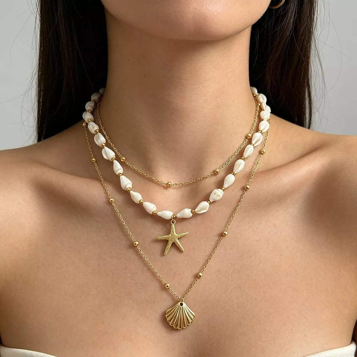 Bohemian Seashell Layered Necklace - Trendsi - Flyclothing LLC