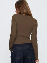 Ribbed Knit Button-Down Cardigan - Trendsi - Flyclothing LLC