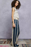 POL Openwork Wide Leg Pants with Stripe Detail - Trendsi - Flyclothing LLC