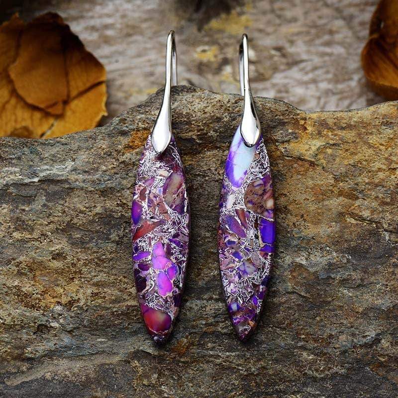 Copper Natural Stone Geometric Shape Earrings - Trendsi - Flyclothing LLC