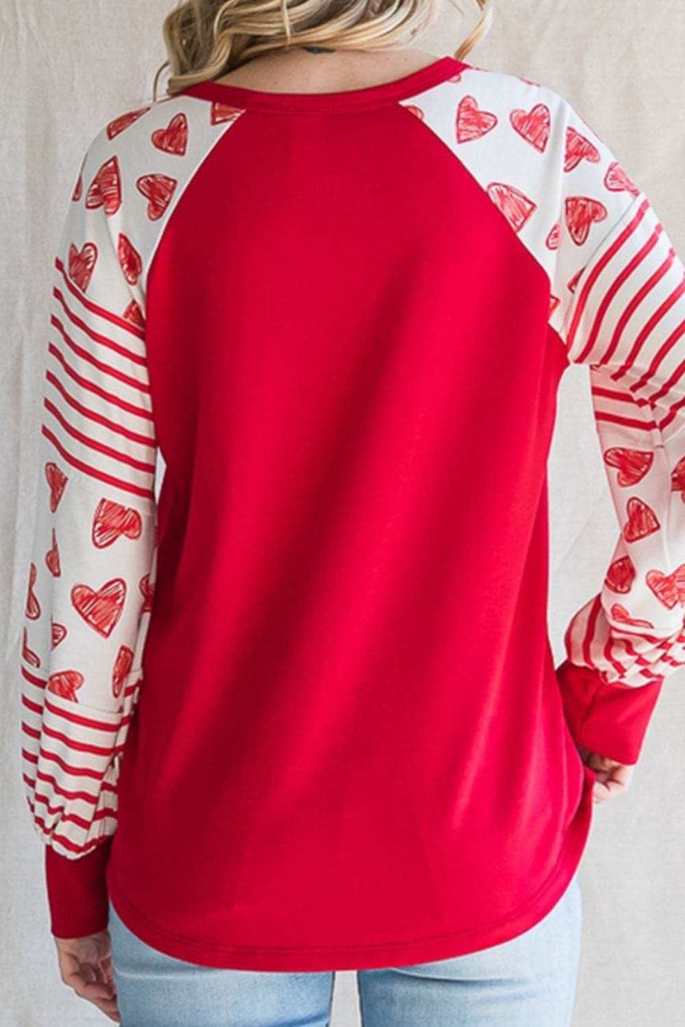Heart Printed Round Neck Long Sleeve T-Shirt - Trendsi - Flyclothing LLC