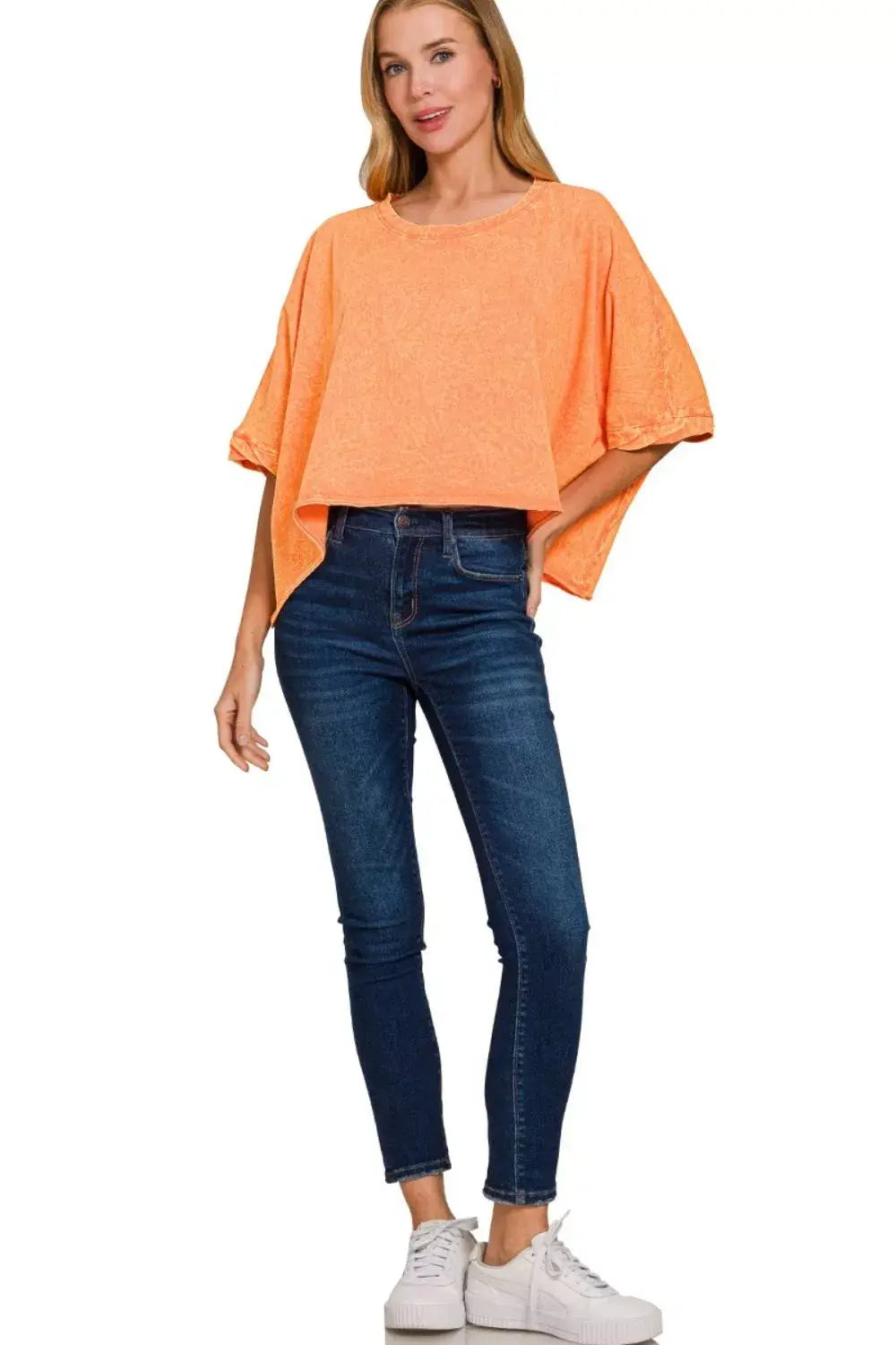Zenana Premium Cotton Crinkle Wash Oversized T-Shirt - Trendsi - Flyclothing LLC