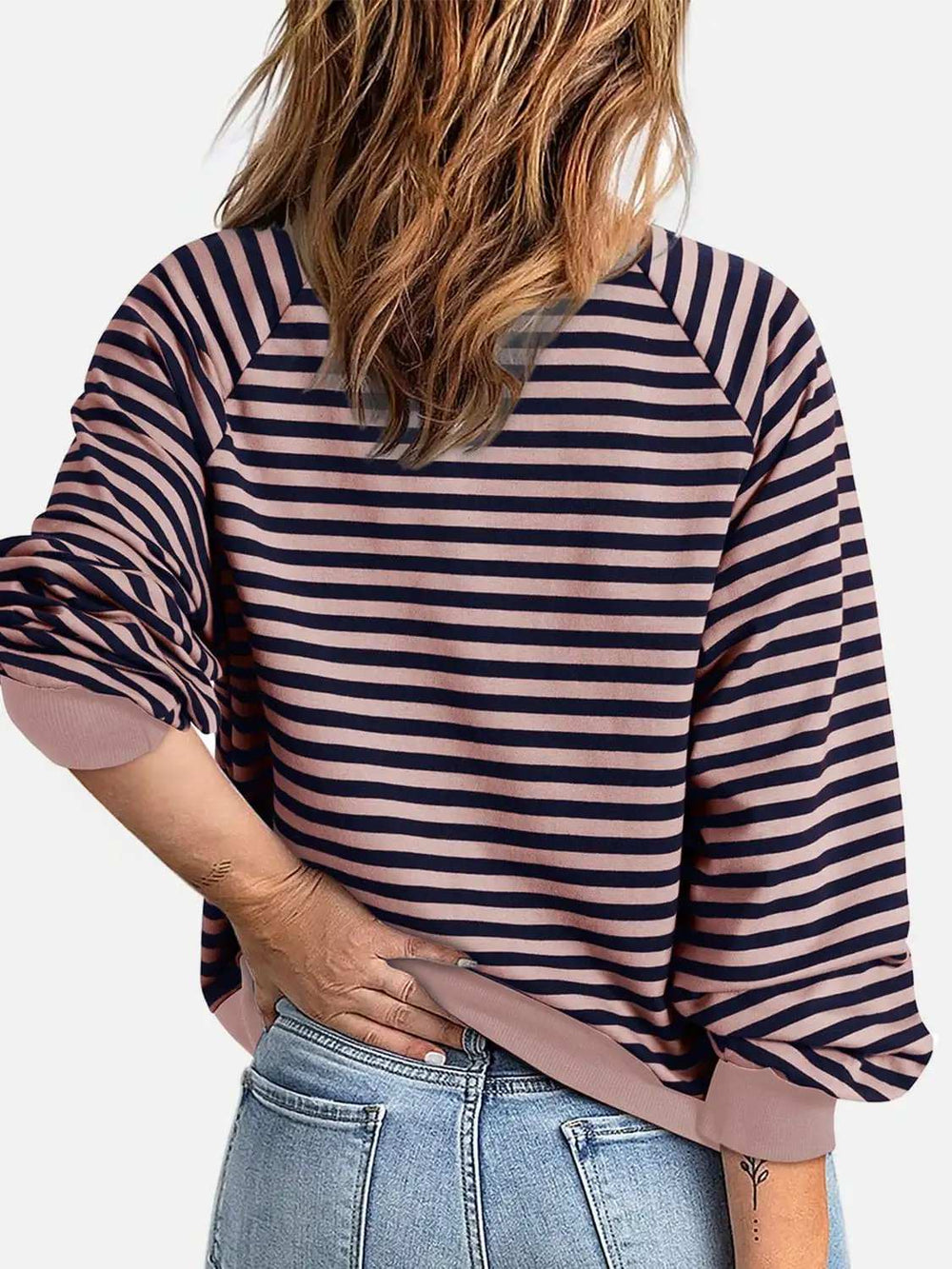 Striped Zip Up Long Sleeve Sweatshirt - Trendsi - Flyclothing LLC