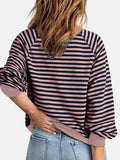 Striped Zip Up Long Sleeve Sweatshirt - Trendsi - Flyclothing LLC