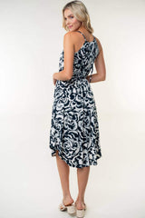 White Birch Tied Ruched Floral Sleeveless Knee Length Dress - Trendsi - Flyclothing LLC