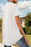Full Size Half Button Short Sleeve T-Shirt - Trendsi - Flyclothing LLC