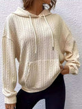 Drawstring Texture Long Sleeve Hoodie - Trendsi - Flyclothing LLC