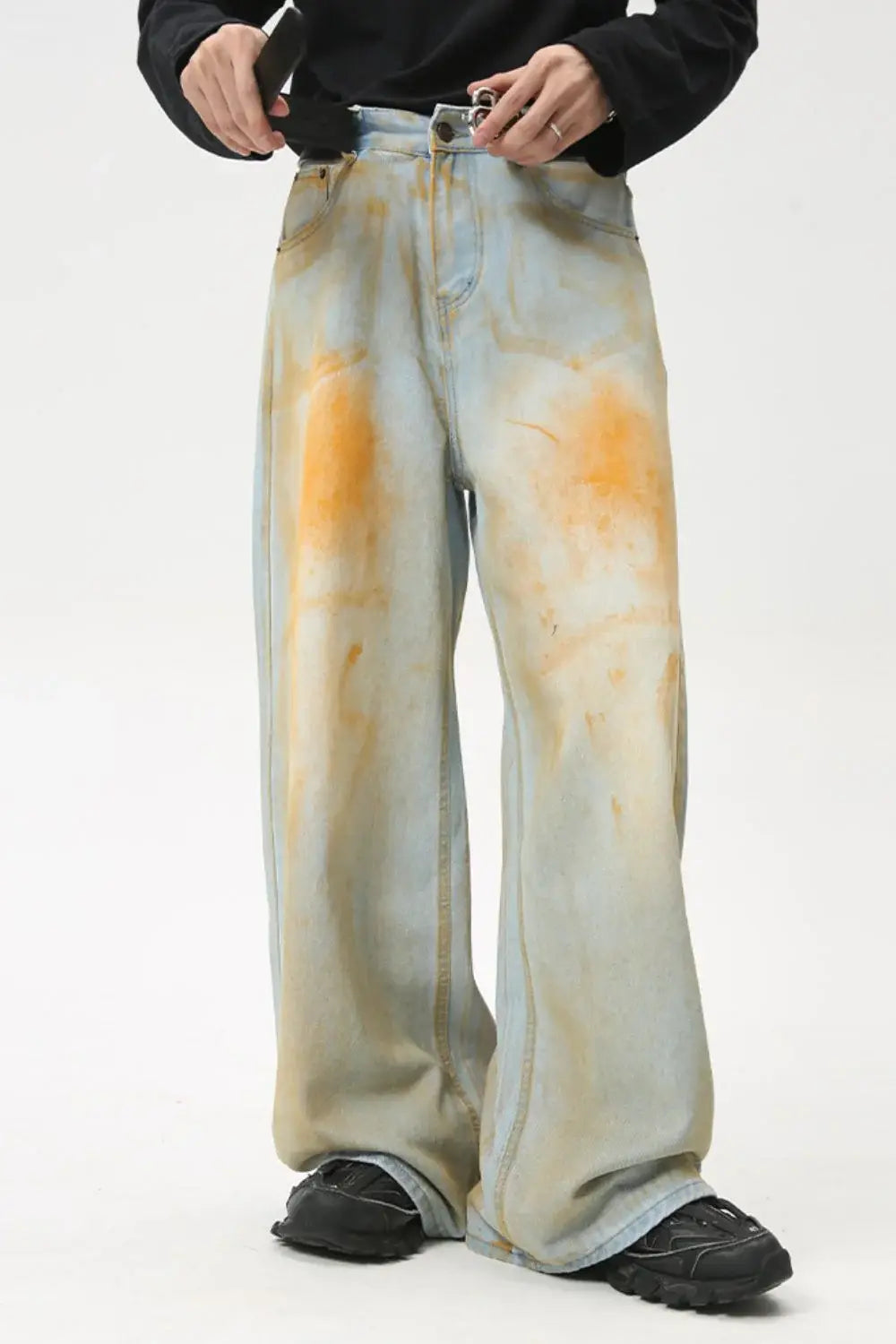 Waste Soil Wide Leg Jeans - Trendsi - Flyclothing LLC
