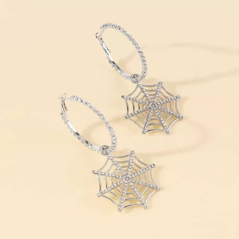 Halloween Spider Web Dangle Hoop Earrings - Trendsi - Flyclothing LLC