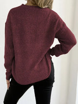 Textured Knit Relaxed Fit Round Neck Sweater - Trendsi - Flyclothing LLC