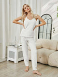 Fuzzy V-Neck Cami and Pants Lounge Set - Trendsi - Flyclothing LLC