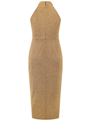 Slit Ruched Mock Neck Sleeveless Dress Trendsi
