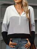 Color Block Half Zip Hooded Top - Trendsi - Flyclothing LLC