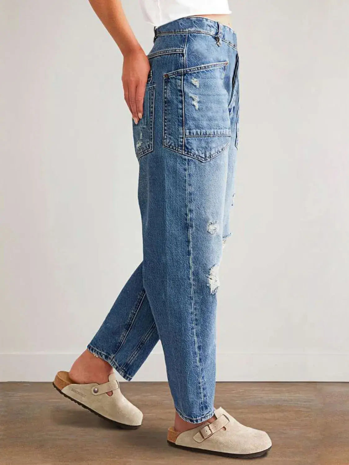 Distressed Jeans with Pockets - Trendsi - Flyclothing LLC