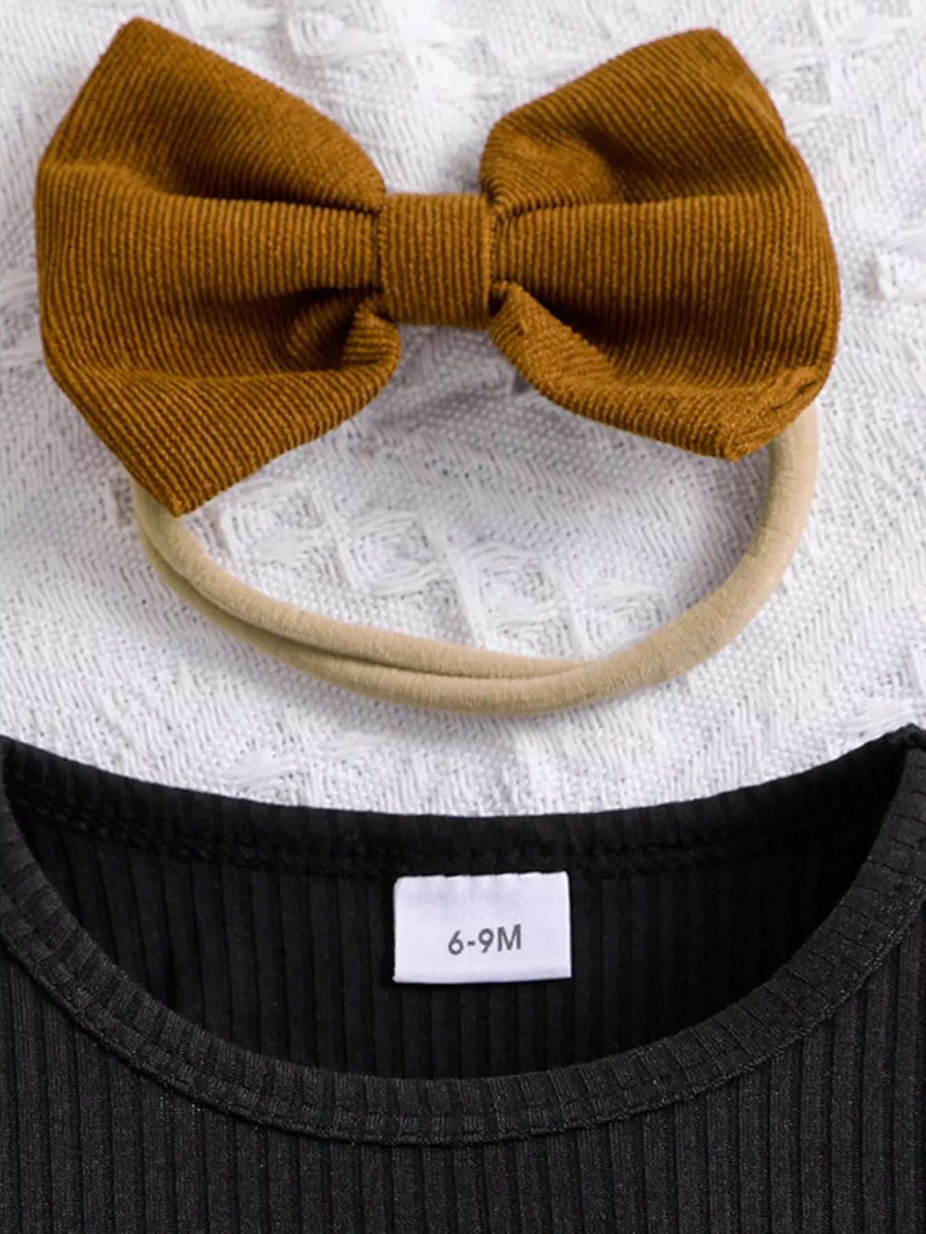 Children's Ribbed Top and Bow Skirt Set with Headband - Trendsi - Flyclothing LLC