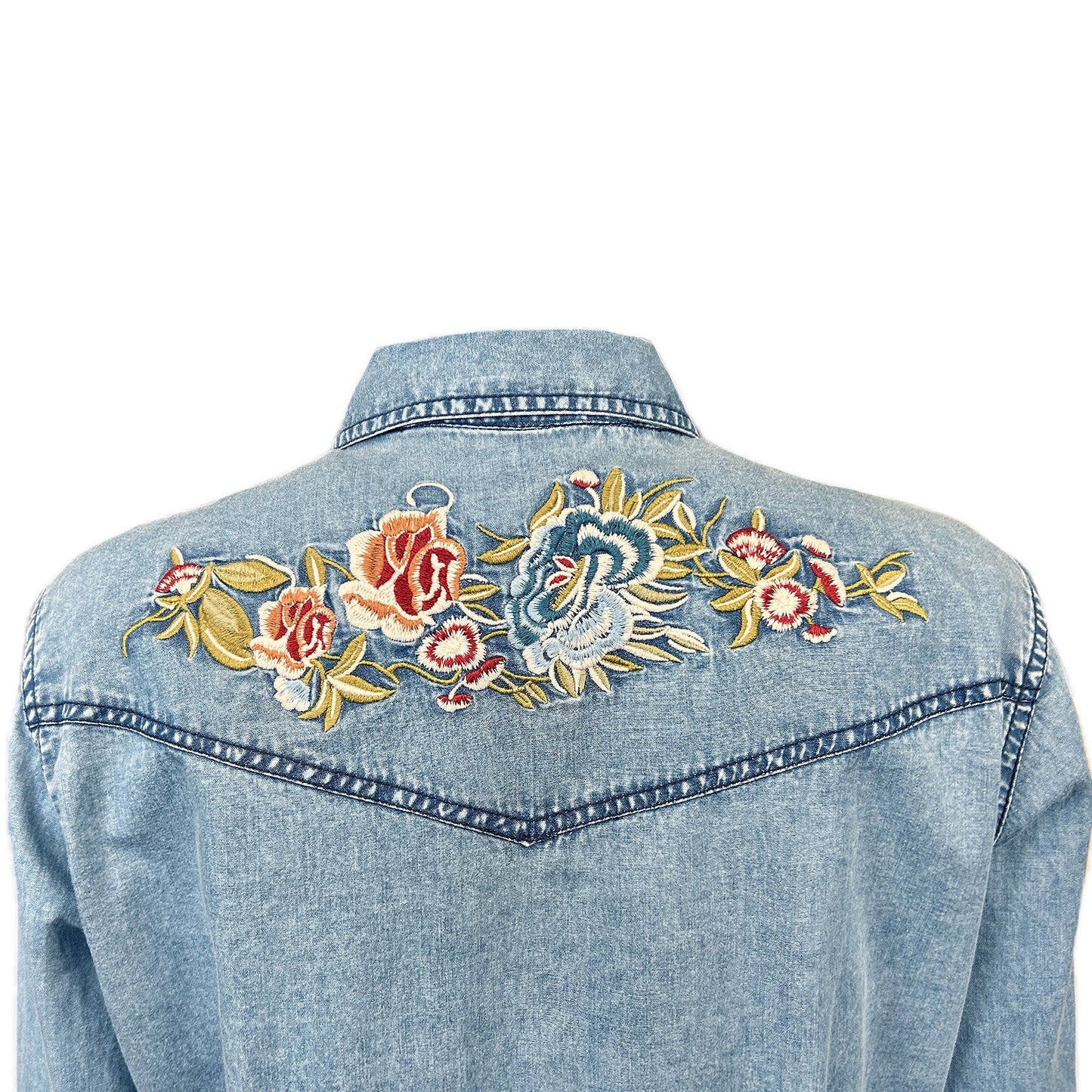 Rockmount Ranch Wear Women's Denim Floral Embroidered Western Shirt - Rockmount Clothing - Flyclothing LLC