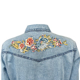 Rockmount Ranch Wear Women's Denim Floral Embroidered Western Shirt - Rockmount Clothing - Flyclothing LLC