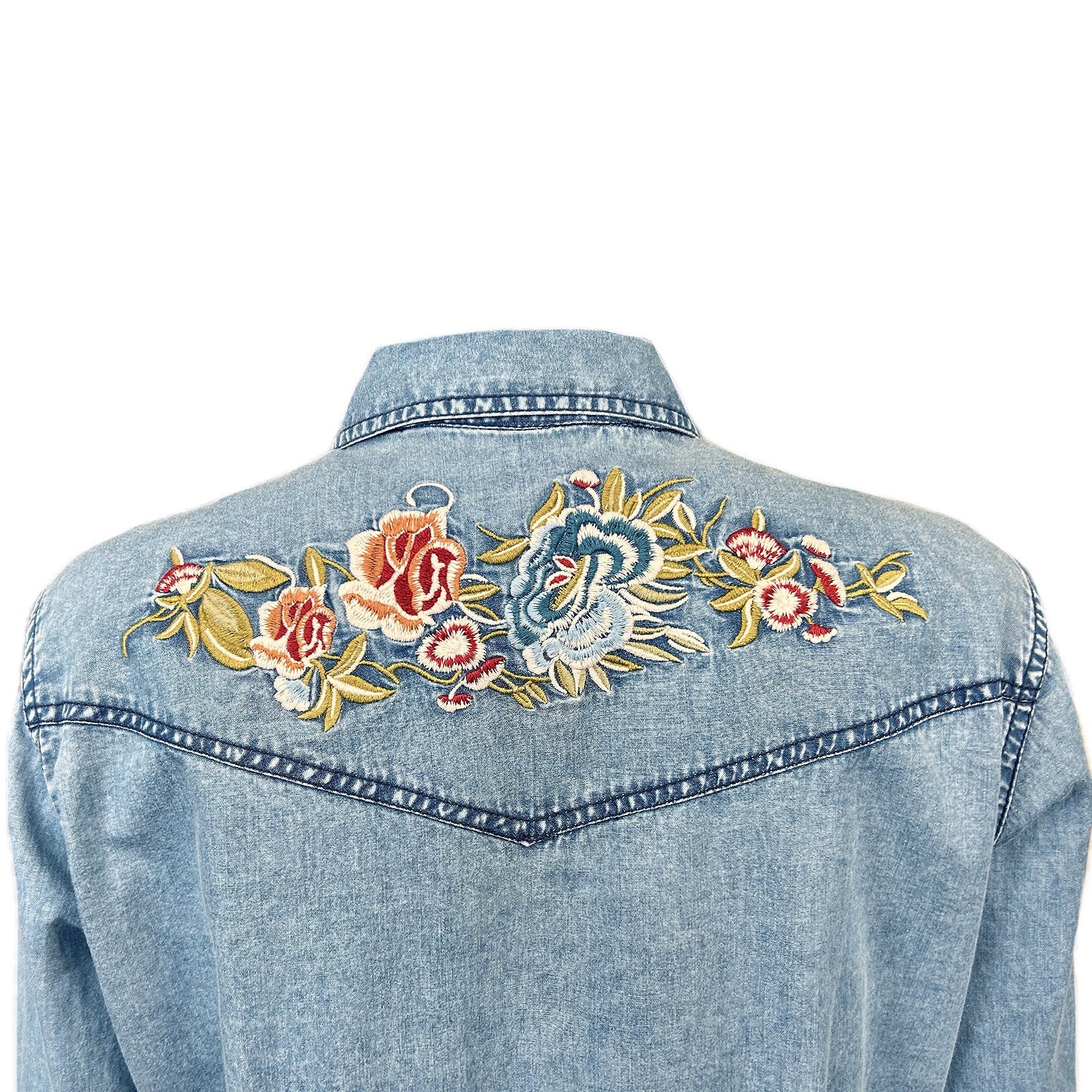 Rockmount Ranch Wear Women's Denim Floral Embroidered Western Shirt - Rockmount Clothing - Flyclothing LLC