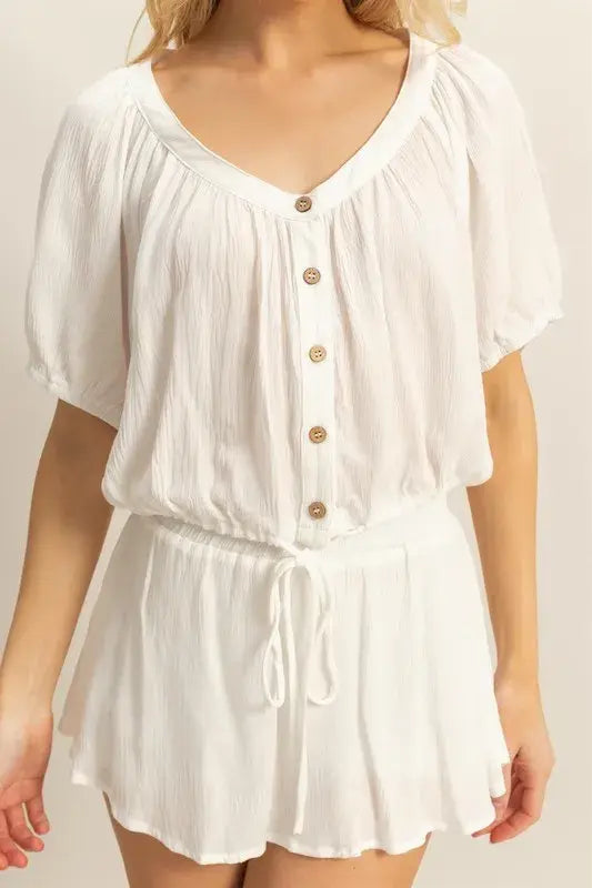 HYFVE Drawstring Hem Short Sleeve Top and Skort Set - Trendsi - Flyclothing LLC