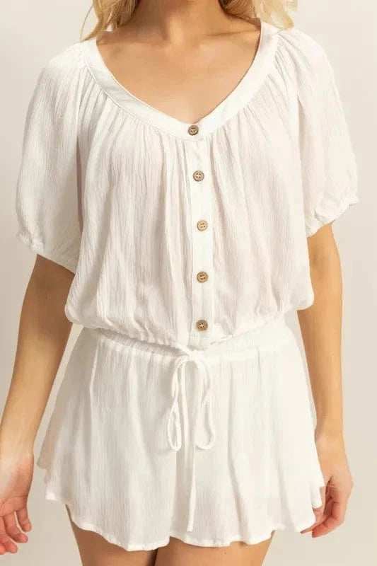 HYFVE Drawstring Hem Short Sleeve Top and Skort Set - Trendsi - Flyclothing LLC