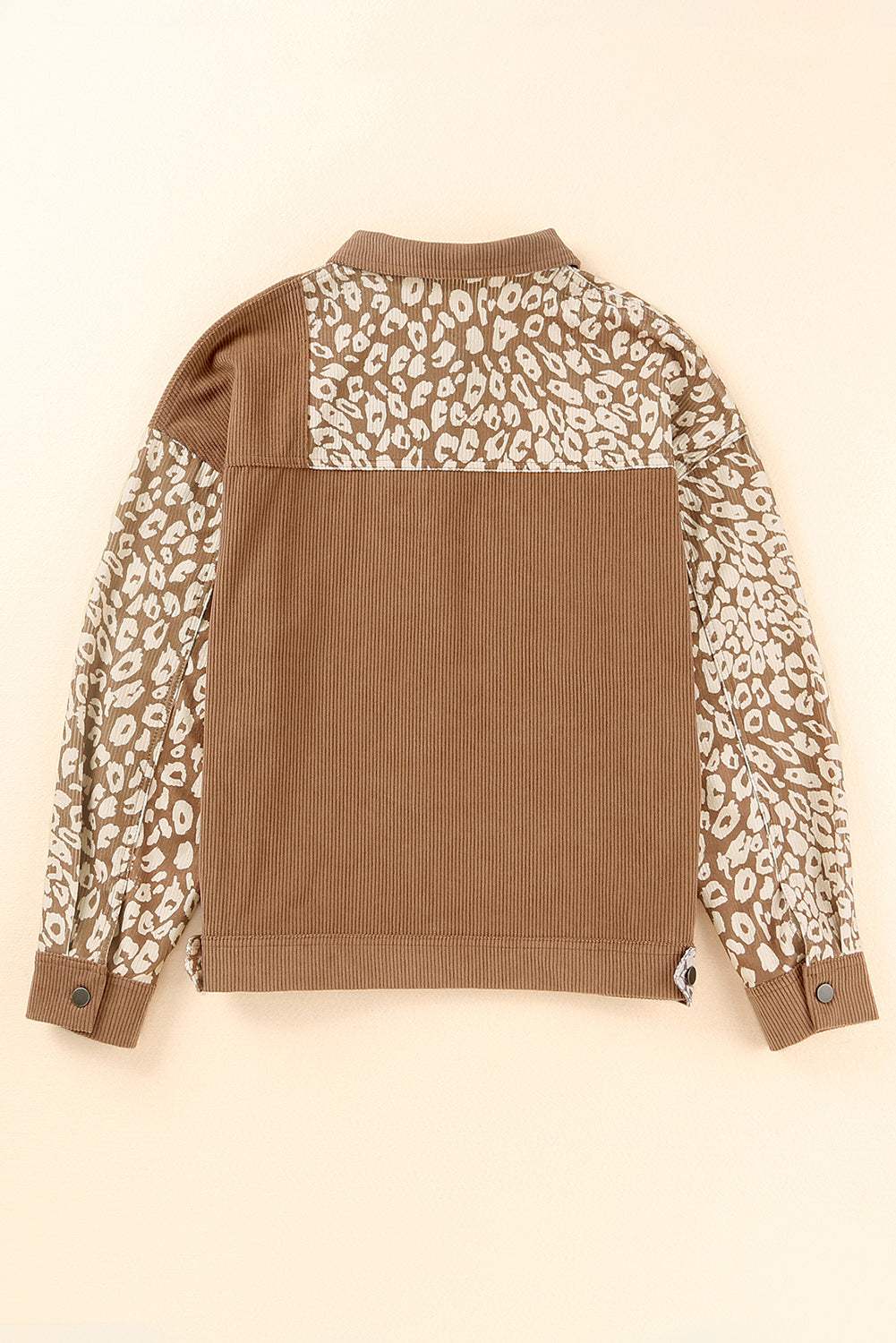 Leopard Button Up Drop Shoulder Jacket - Trendsi - Flyclothing LLC