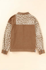 Leopard Button Up Drop Shoulder Jacket - Trendsi - Flyclothing LLC