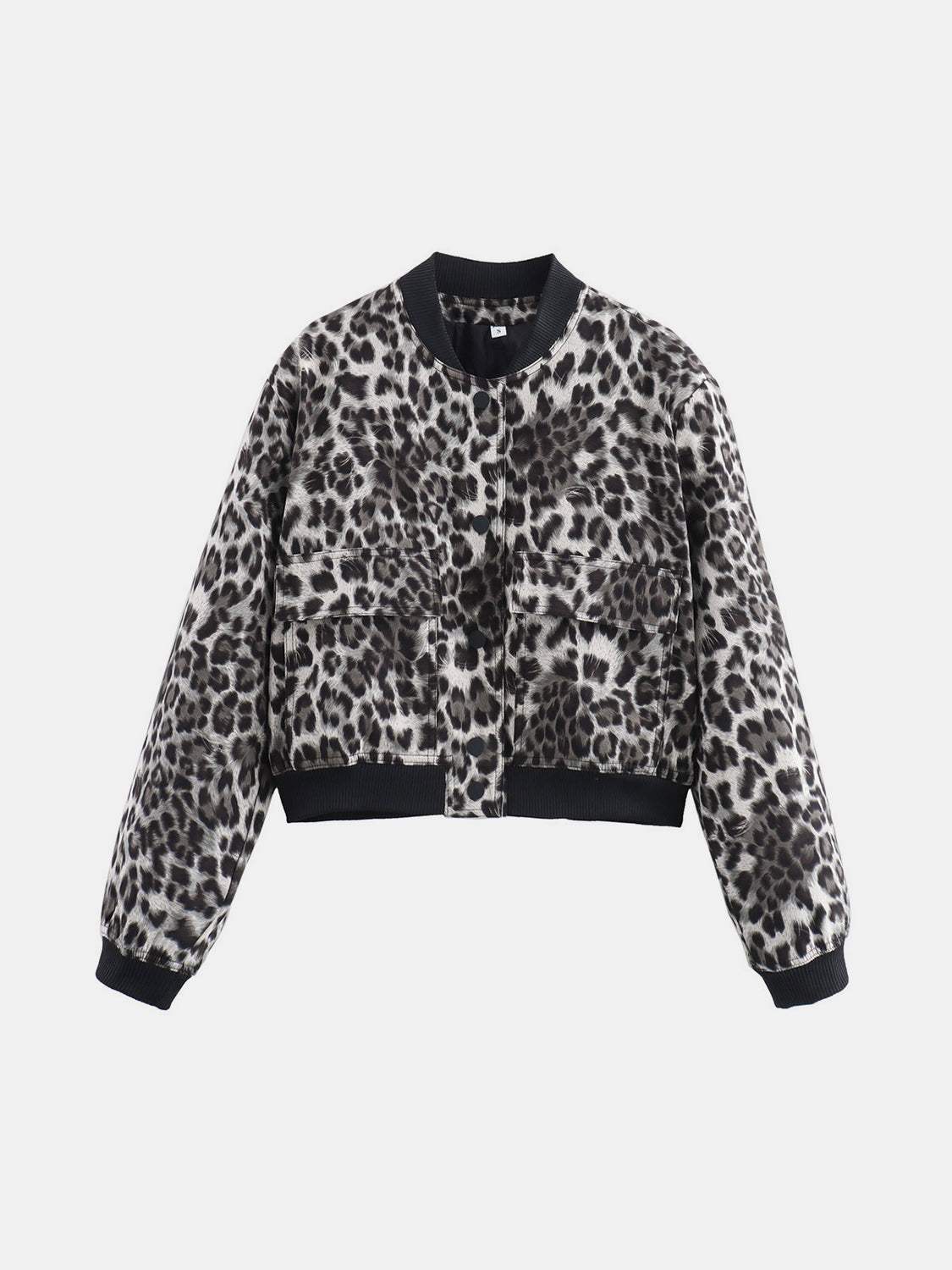 Pocketed Snap Down Baseball Collar Jacket - Trendsi - Flyclothing LLC