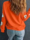 Halloween Ghost Patched Pattern Holiday Sweatshirt - Trendsi - Flyclothing LLC