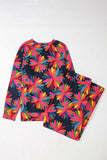 Plus Size Printed Round Neck Top and Drawstring Pants Set - Trendsi - Flyclothing LLC