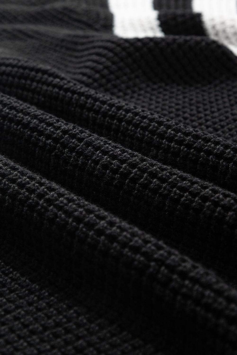 Striped & Checkered Turtleneck Dropped Shoulder Sweater - Trendsi - Flyclothing LLC