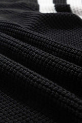 Striped & Checkered Turtleneck Dropped Shoulder Sweater - Trendsi - Flyclothing LLC