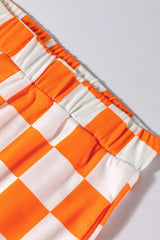 Checkerboard V Neck Loose Tee and Shorts Set - Trendsi - Flyclothing LLC