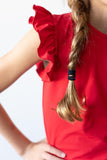 Red S/S Ruffle Tee - Mila & Rose ®