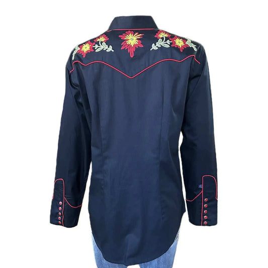 Rockmont Clothing Women's Black Vintage Floral Embroidered Western Shirt - Rockmount Clothing - Flyclothing LLC