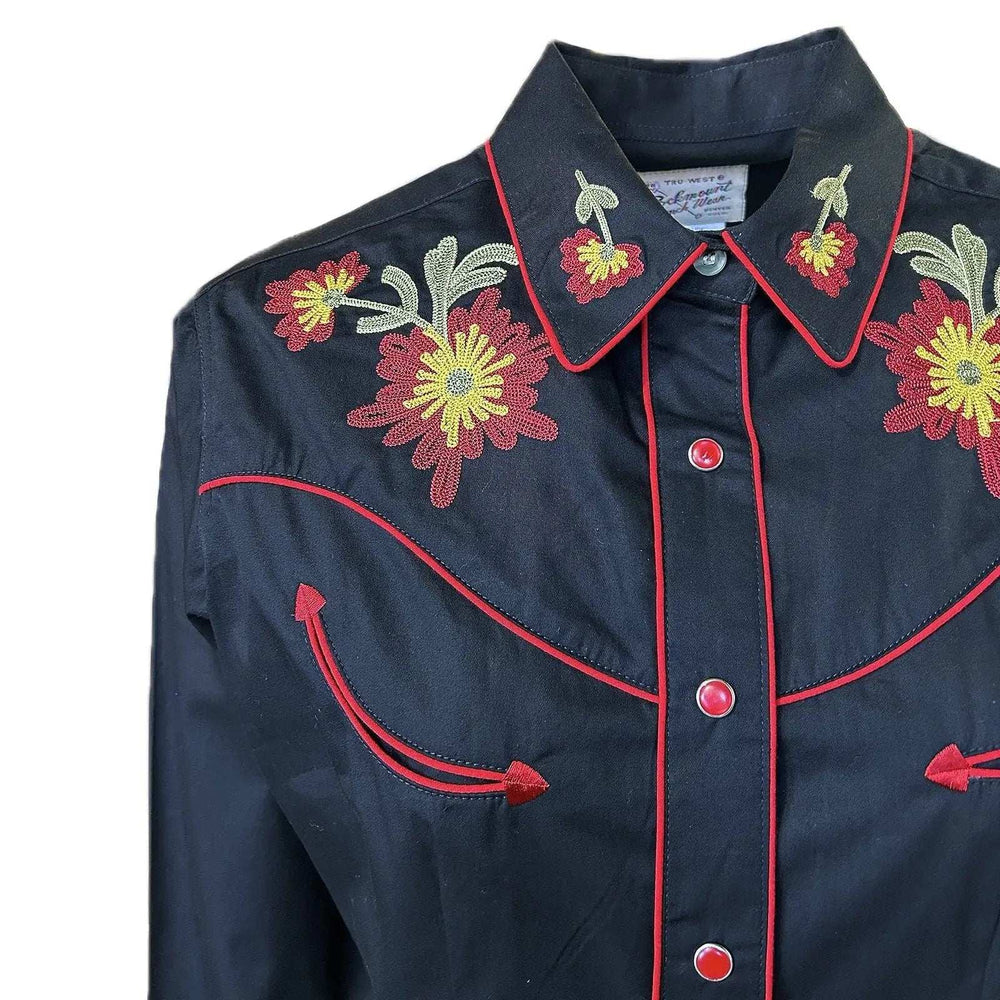 Rockmont Clothing Women's Black Vintage Floral Embroidered Western Shirt - Rockmount Clothing - Flyclothing LLC