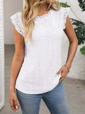 Lace Detail Round Neck Cap Sleeve Top - Trendsi - Flyclothing LLC