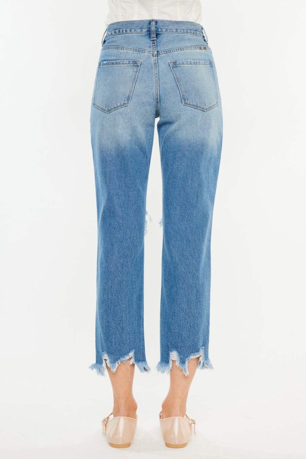 Kancan Distressed Frayed Hem Cropped Jeans - Trendsi - Flyclothing LLC
