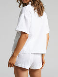 Texture Button Up Shirt and Shorts Set - Trendsi