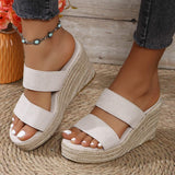 Open Toe Wedge Sandals - Trendsi - Flyclothing LLC